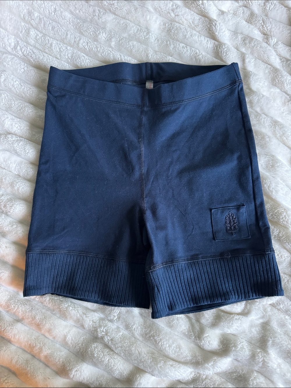 Free People Movement Women's Navy Ribbed Hem Stretch Shorts
